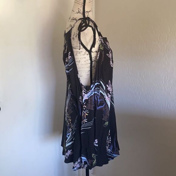 Free People Black Floral Cold Shoulder Tunic Dress Boho Feminine Contemporary - Picture 7 of 15